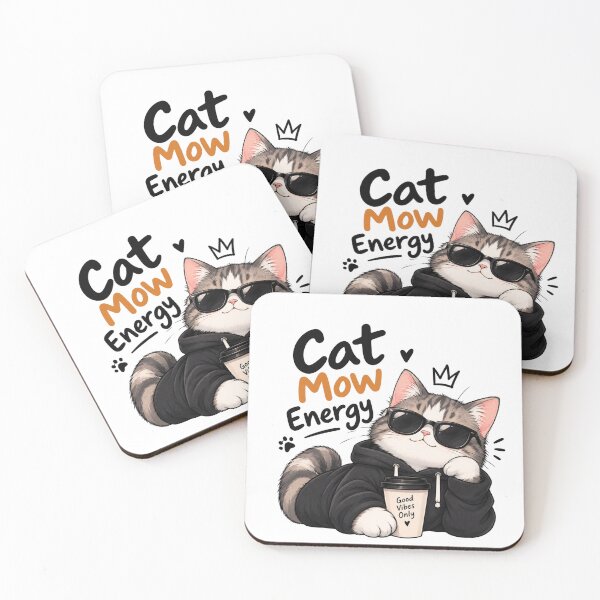 Item preview, Cat Mow Energy Cute Cat Sunglasses Good Vibes Funny Cat Lover Design designed and sold by Cool Tee World .