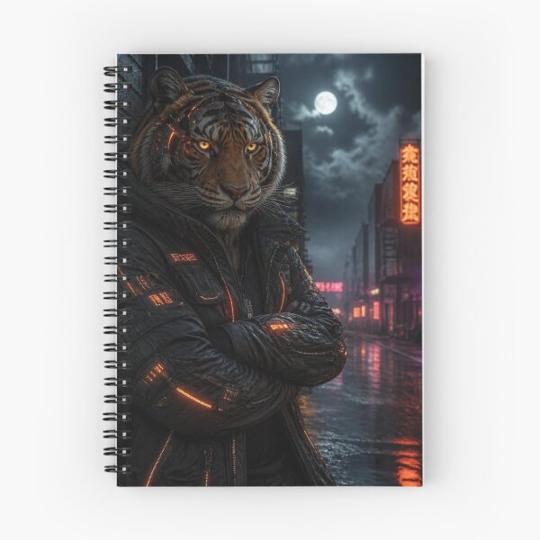 Item preview, Cyberpunk Tiger Streetwear Techwear Cyborg Dark Fantasy Art designed and sold by LazyDayzCo.
