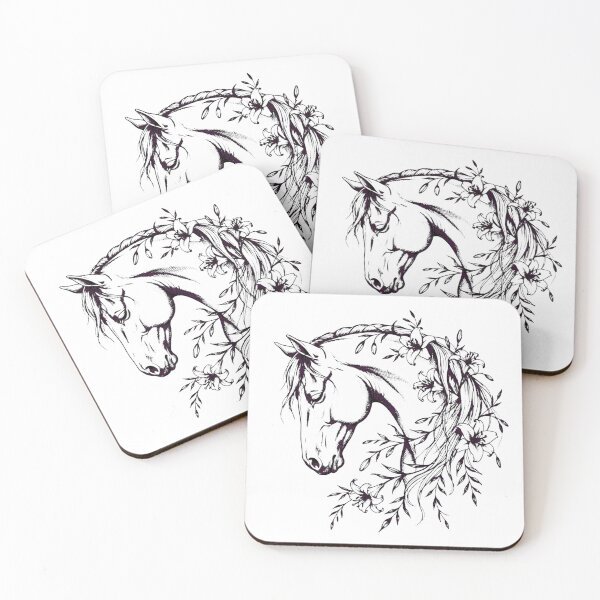 Item preview, Elegant Horse Floral Outline Equestrian Art Design designed and sold by Vibe-Vary.