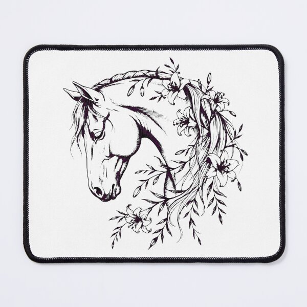 Item preview, Elegant Horse Floral Outline Equestrian Art Design designed and sold by Vibe-Vary.