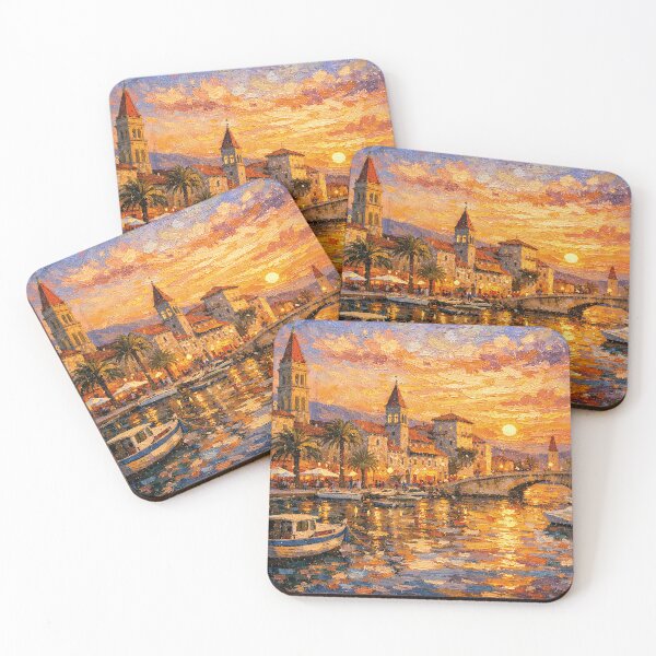 Item preview, Trogir, Croatia – a painting of a summer night in this beautiful European city. designed and sold by GalleryKauffeld.