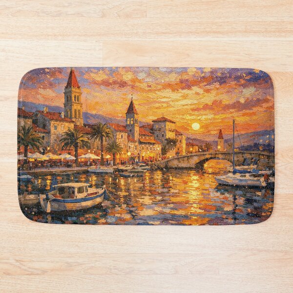 Item preview, Trogir, Croatia – a painting of a summer night in this beautiful European city. designed and sold by GalleryKauffeld.