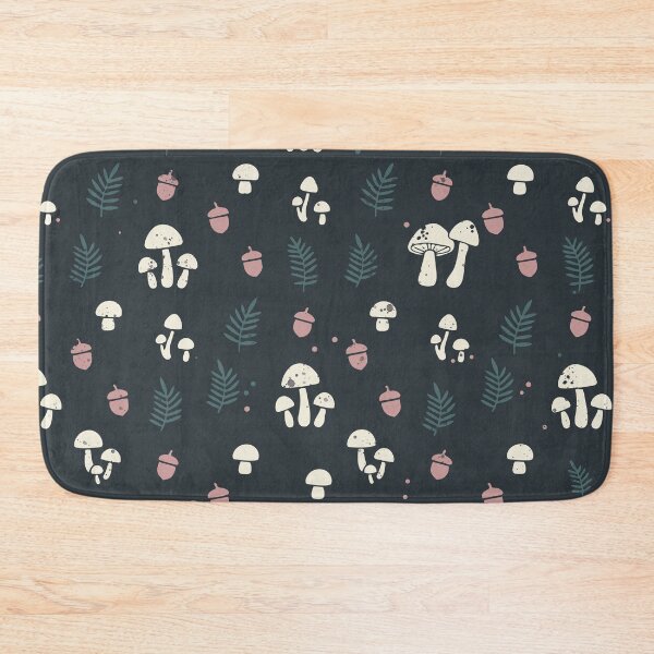 Item preview, Wild mushrooms and acorns in the night forest designed and sold by Pattique.