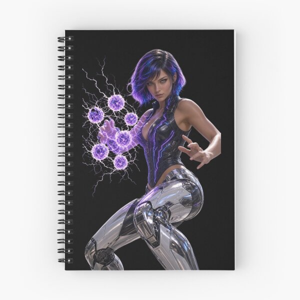 Item preview, Cyber Energy Mage - Neon Violet Plasma Shield Girl designed and sold by EvolutionMerch.