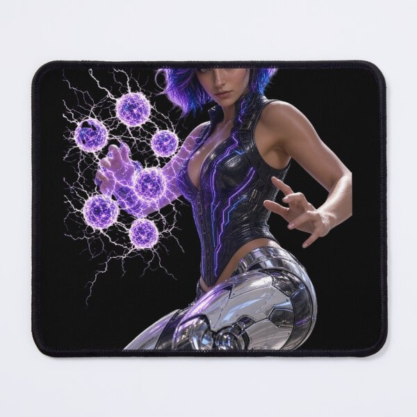 Item preview, Cyber Energy Mage - Neon Violet Plasma Shield Girl designed and sold by EvolutionMerch.