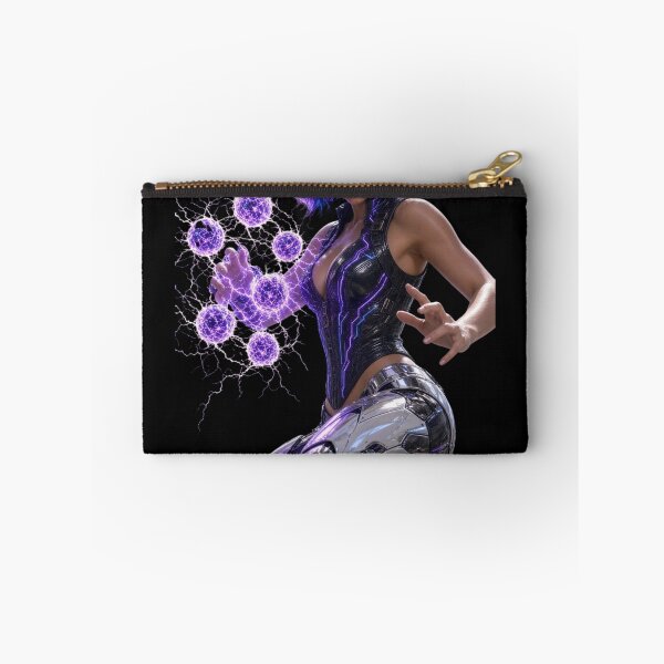 Item preview, Cyber Energy Mage - Neon Violet Plasma Shield Girl designed and sold by EvolutionMerch.