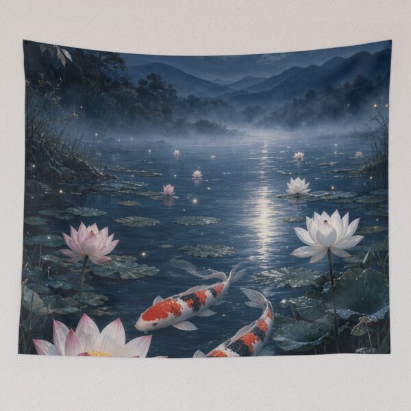 Item preview, Koi Moon Lotus Pond designed and sold by Silken moonlight .