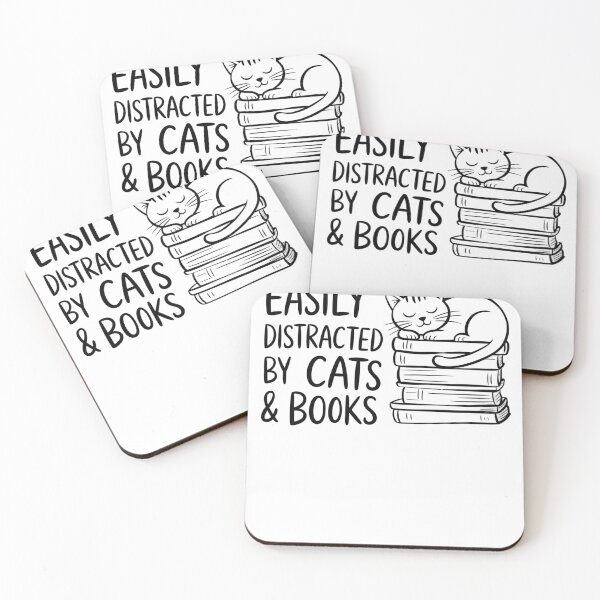 Item preview, Easily Distracted by Cats and Books | Funny Cat Lover Reader Design designed and sold by Marie Gems.