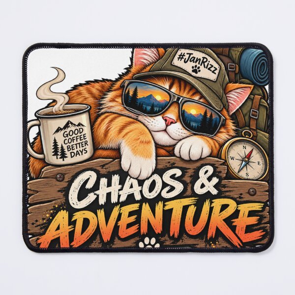 Item preview, Chaos & Adventure – Funny Camping Cat | Jan Rizz designed and sold by JanRizz.