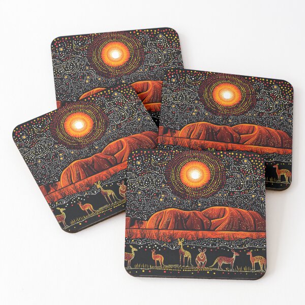 Item preview, Aboriginal Inspired Dot Art - Ayers Rock Uluru At Night designed and sold by GrinGalore.