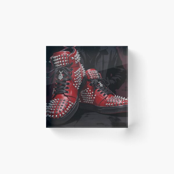 Item preview, Edgy Red Spiked Punk Sneakers Aesthetic Sticker designed and sold by PRIME4YOU.