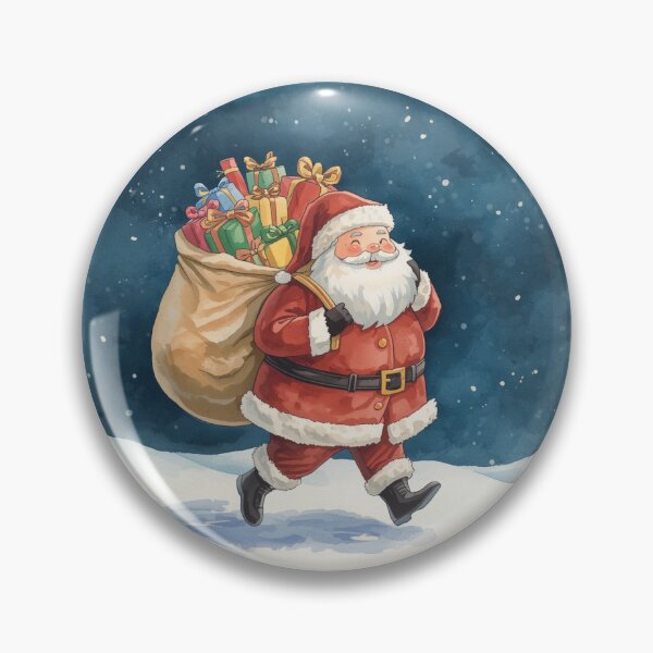 Item preview, Chubby Santa Claus with a Sack of Gifts – Christmas Watercolor Illustration designed and sold by mayatA-rt.