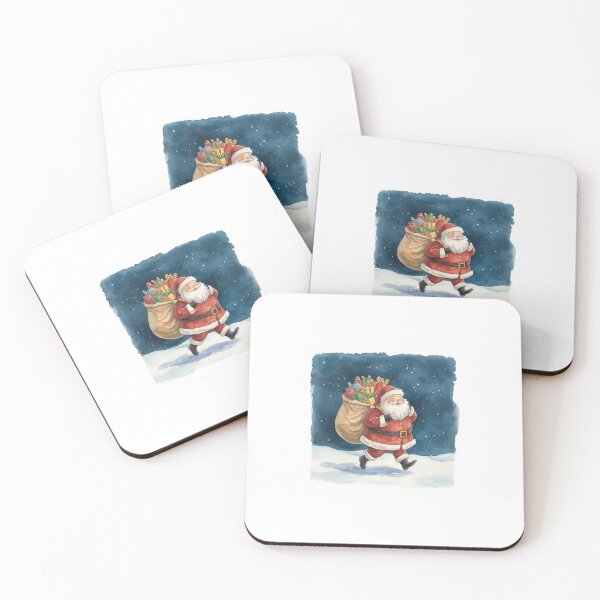 Item preview, Chubby Santa Claus with a Sack of Gifts – Christmas Watercolor Illustration designed and sold by mayatA-rt.