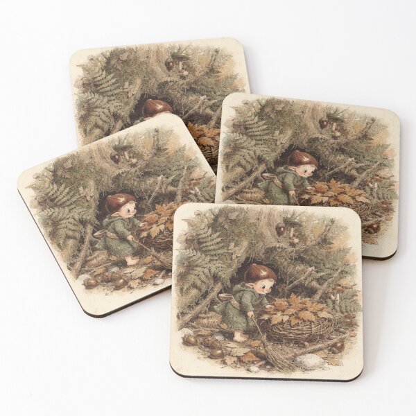 Item preview, Chestnut Sprite Sweeping Autumn Leaves designed and sold by PictorialWhimsy.