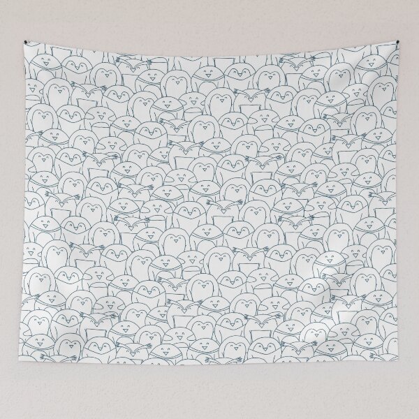 Item preview, Cute penguin huddle in blue outline designed and sold by BigJessieNI.