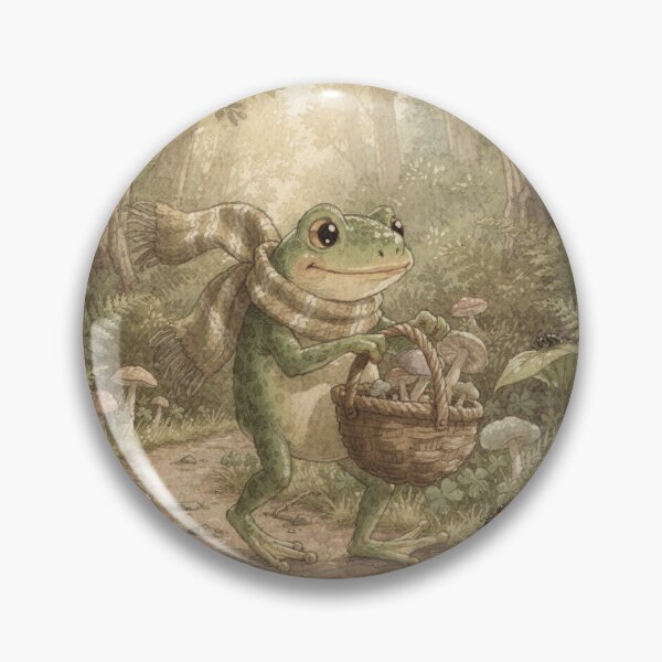 Item preview, Frog Foraging Mushrooms With a Basket designed and sold by PictorialWhimsy.