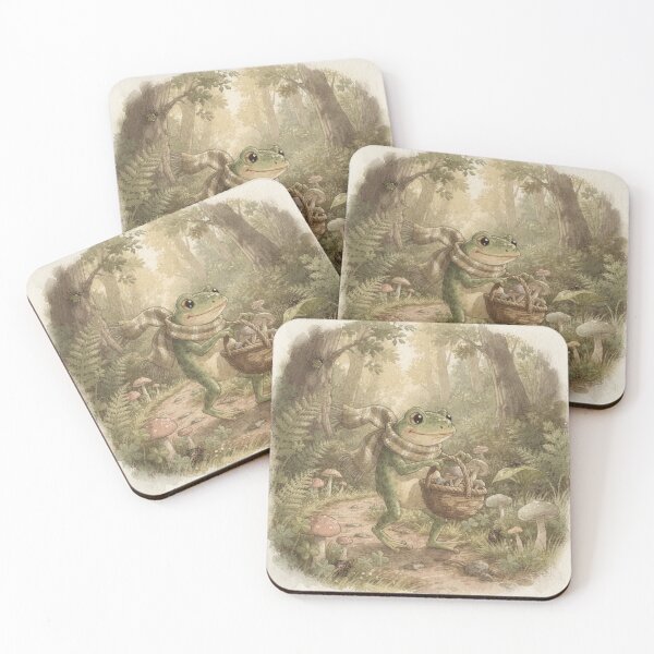 Item preview, Frog Foraging Mushrooms With a Basket designed and sold by PictorialWhimsy.