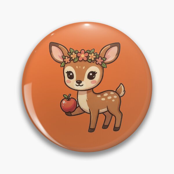Item preview, Cute Fawn Deer with Floral Crown and Red Apple Sticker designed and sold by DRUMPixels.