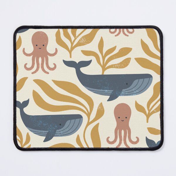 Item preview, Whales and small octopuses in the dream ocean designed and sold by Pattique.