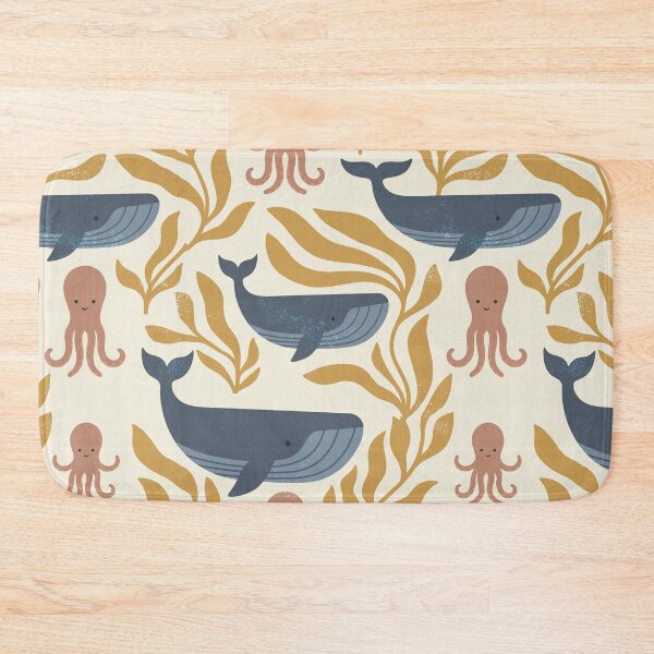 Item preview, Whales and small octopuses in the dream ocean designed and sold by Pattique.