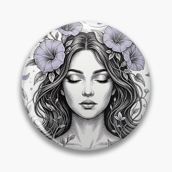Item preview, Moonflower Muse Celestial Botanical Portrait Graphic designed and sold by InkDriveStudio.