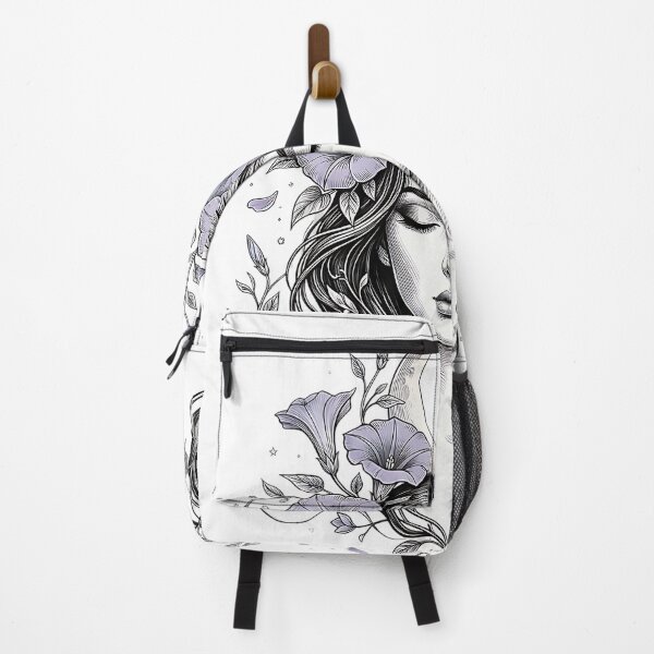 Item preview, Moonflower Muse Celestial Botanical Portrait Graphic designed and sold by InkDriveStudio.