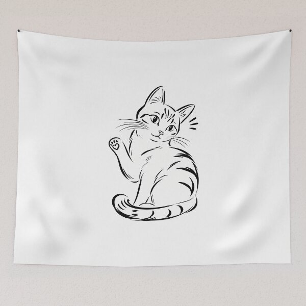 Item preview, Cute Line Art Cat Face with Heart Ear Drawing designed and sold by Dmo3HarkoArt.