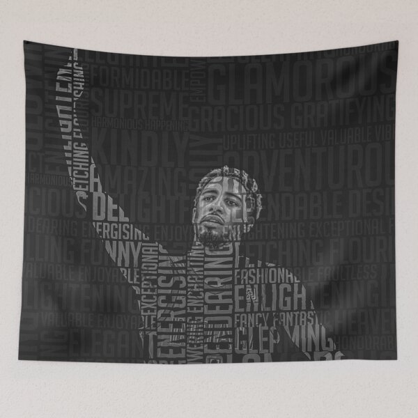 Item preview, Tyrese Haliburton - Black and White Word Cloud Basketball Wall Art designed and sold by Shopunte.