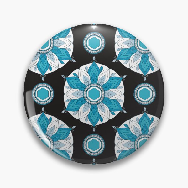 Item preview, Turquoise Thai Lotus Geometric Pattern on Black designed and sold by Mousy17.