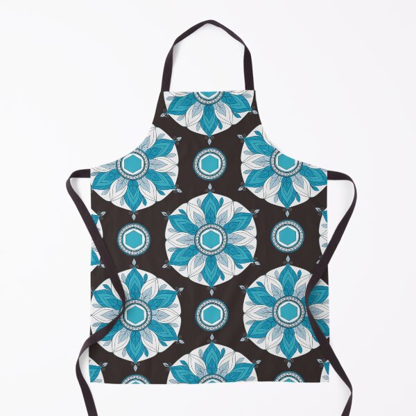 Item preview, Turquoise Thai Lotus Geometric Pattern on Black designed and sold by Mousy17.