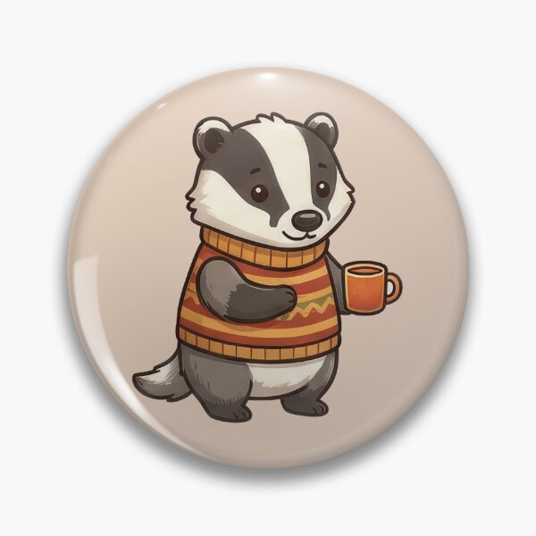 Item preview, Cozy Badger in Sweater with Hot Cocoa Mug Sticker designed and sold by DRUMPixels.