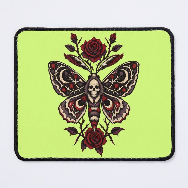 Item preview, Deaths Head Moth Neo Traditional Tattoo Roses Witchy Art designed and sold by SVox.