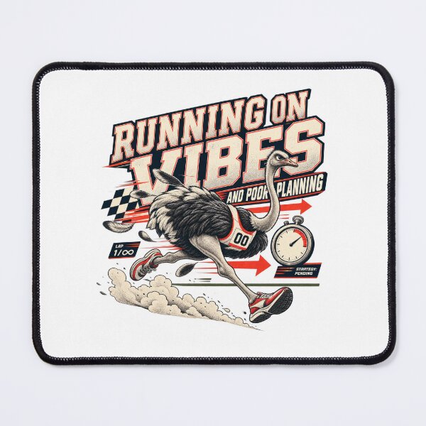 Item preview, Running on Vibes and Poor Planning Funny Ostrich Runner designed and sold by Trendy-Artistry.