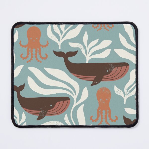 Item preview, Whales and octopuses in the nostalgic mystical ocean designed and sold by Pattique.
