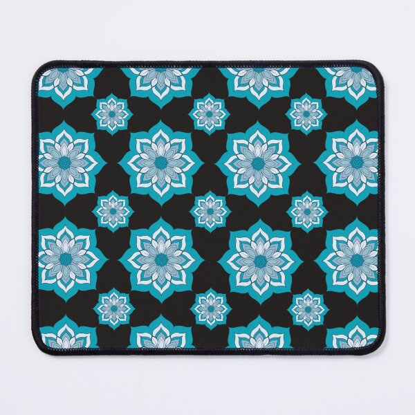 Item preview, Turquoise Thai Lotus Mandala Pattern on Black designed and sold by Mousy17.