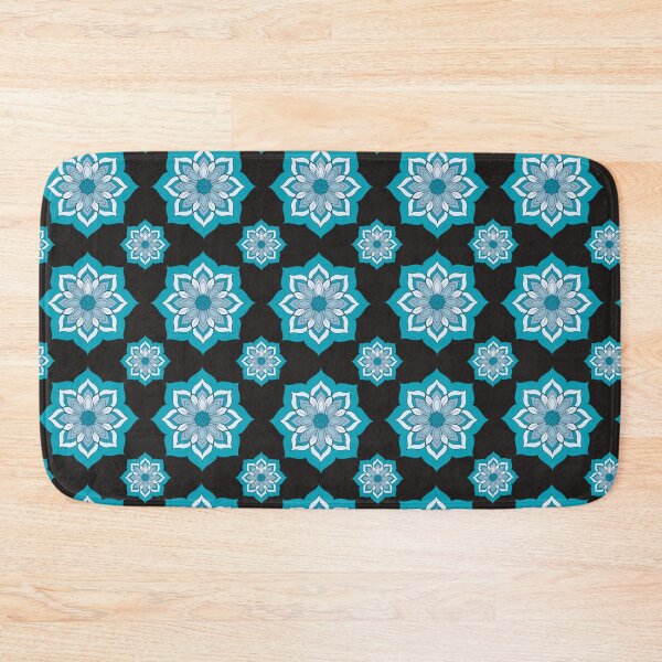 Item preview, Turquoise Thai Lotus Mandala Pattern on Black designed and sold by Mousy17.