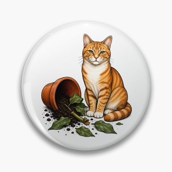 Item preview, Naughty Orange Cat Broken Plant Art designed and sold by Old's Cool Cat Studio.