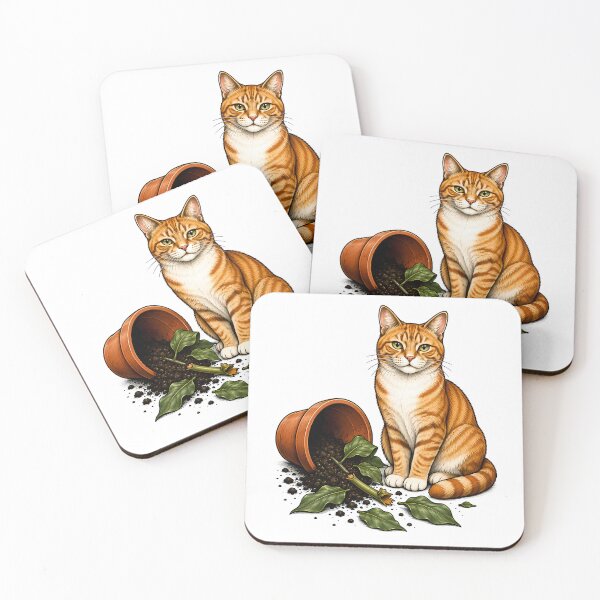Item preview, Naughty Orange Cat Broken Plant Art designed and sold by Old's Cool Cat Studio.