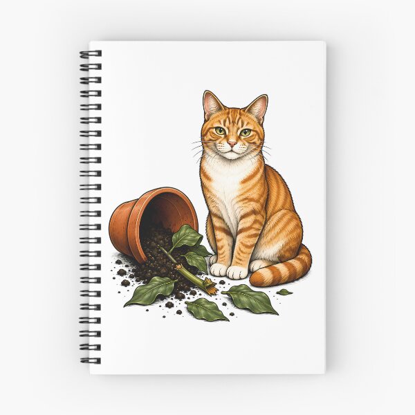 Item preview, Naughty Orange Cat Broken Plant Art designed and sold by Old's Cool Cat Studio.
