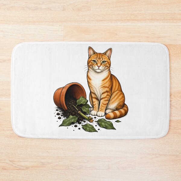 Item preview, Naughty Orange Cat Broken Plant Art designed and sold by Old's Cool Cat Studio.