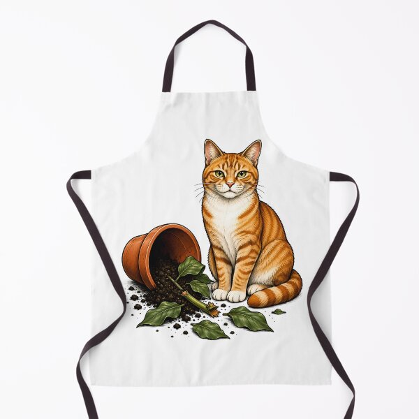 Item preview, Naughty Orange Cat Broken Plant Art designed and sold by Old's Cool Cat Studio.