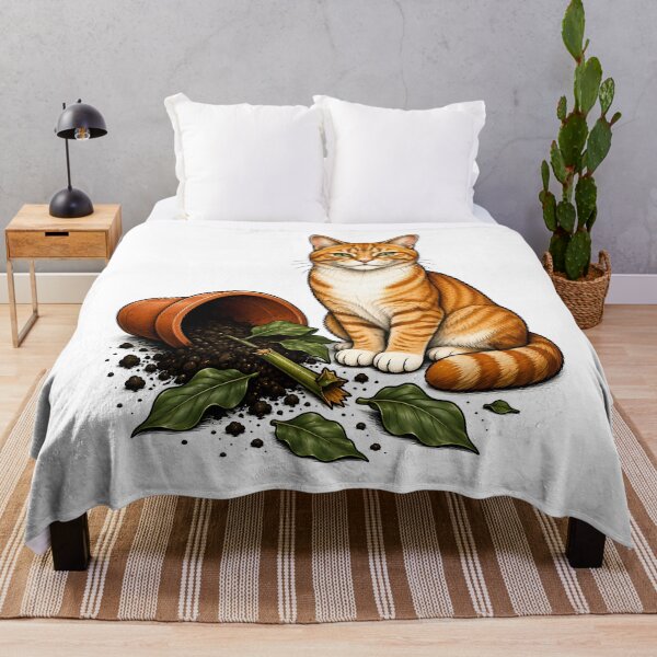 Item preview, Naughty Orange Cat Broken Plant Art designed and sold by Old's Cool Cat Studio.