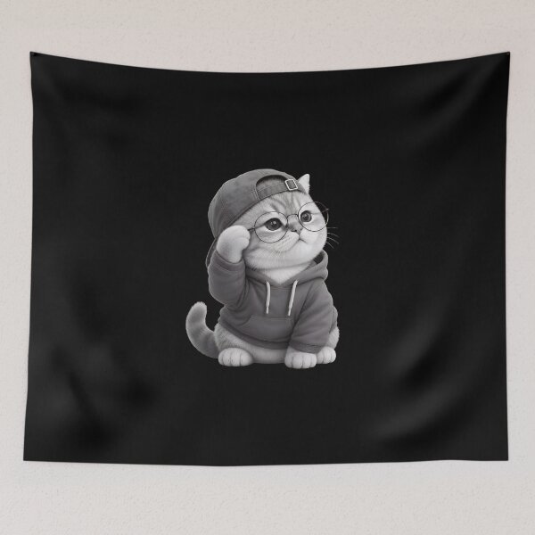 Item preview, Monochromatic Cat with Bandana Portrait designed and sold by Dmo3HarkoArt.
