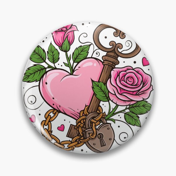 Item preview, heart, key, lock, flowers designed and sold by TanyaLovus.
