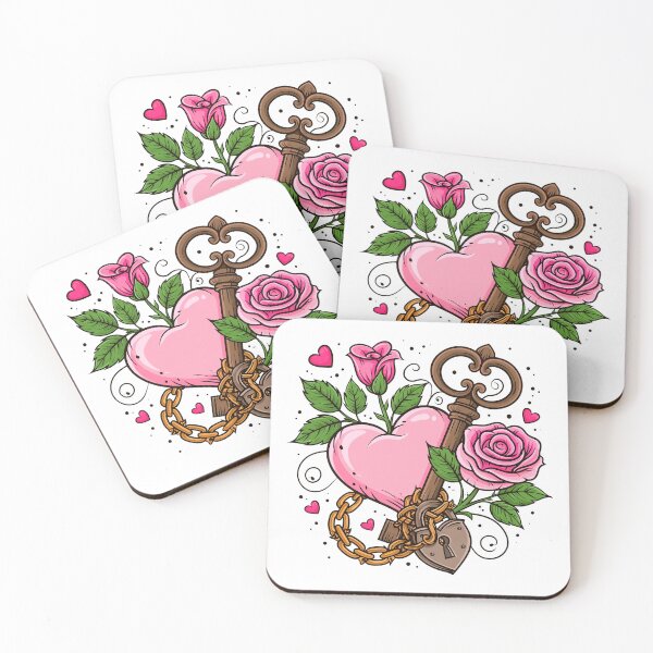 Item preview, heart, key, lock, flowers designed and sold by TanyaLovus.