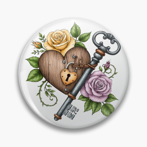 Item preview, heart, key, lock, flowers designed and sold by TanyaLovus.