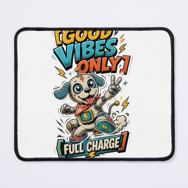 Item preview, Good Vibes Only Robot Dog Mascot Graphic designed and sold by InkDriveStudio.