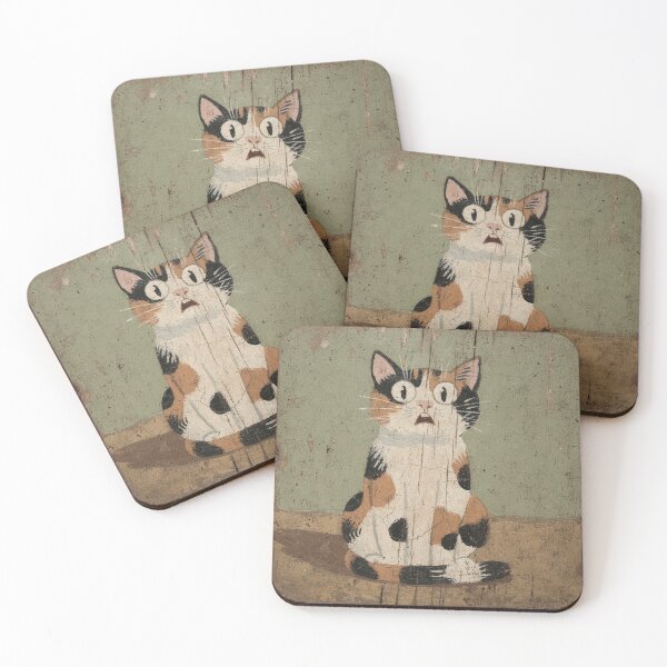 Item preview, Perpetually Startled Calico Cat designed and sold by PictorialWhimsy.