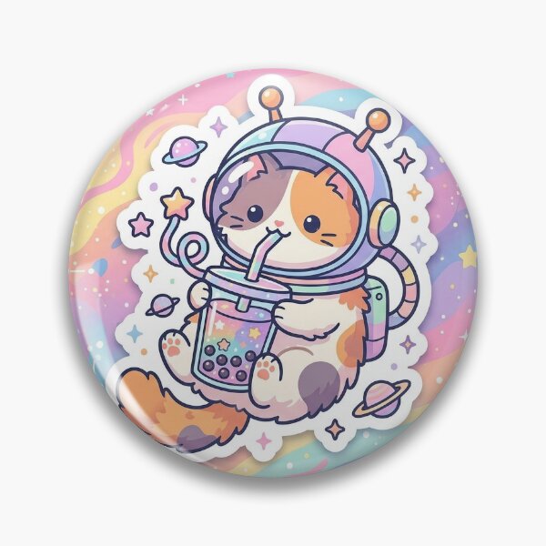 Item preview, Kawaii Cat Astronaut Drinking Boba Tea Space designed and sold by BrFrong.