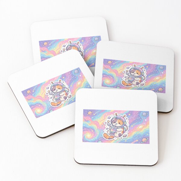 Item preview, Kawaii Cat Astronaut Drinking Boba Tea Space designed and sold by BrFrong.
